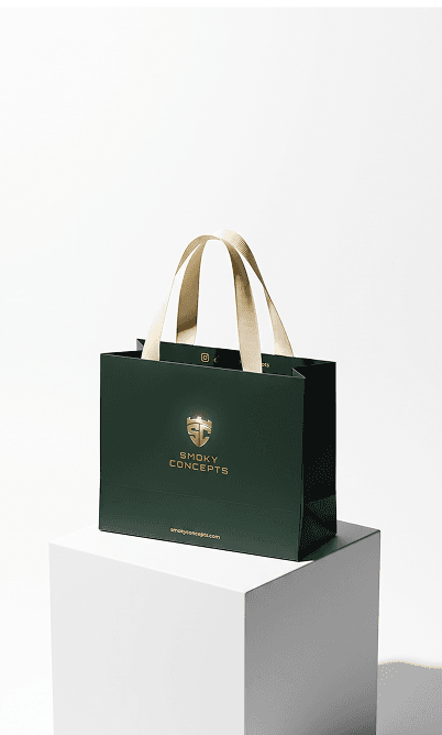 Smoky Concepts gift bag on a white pedestal